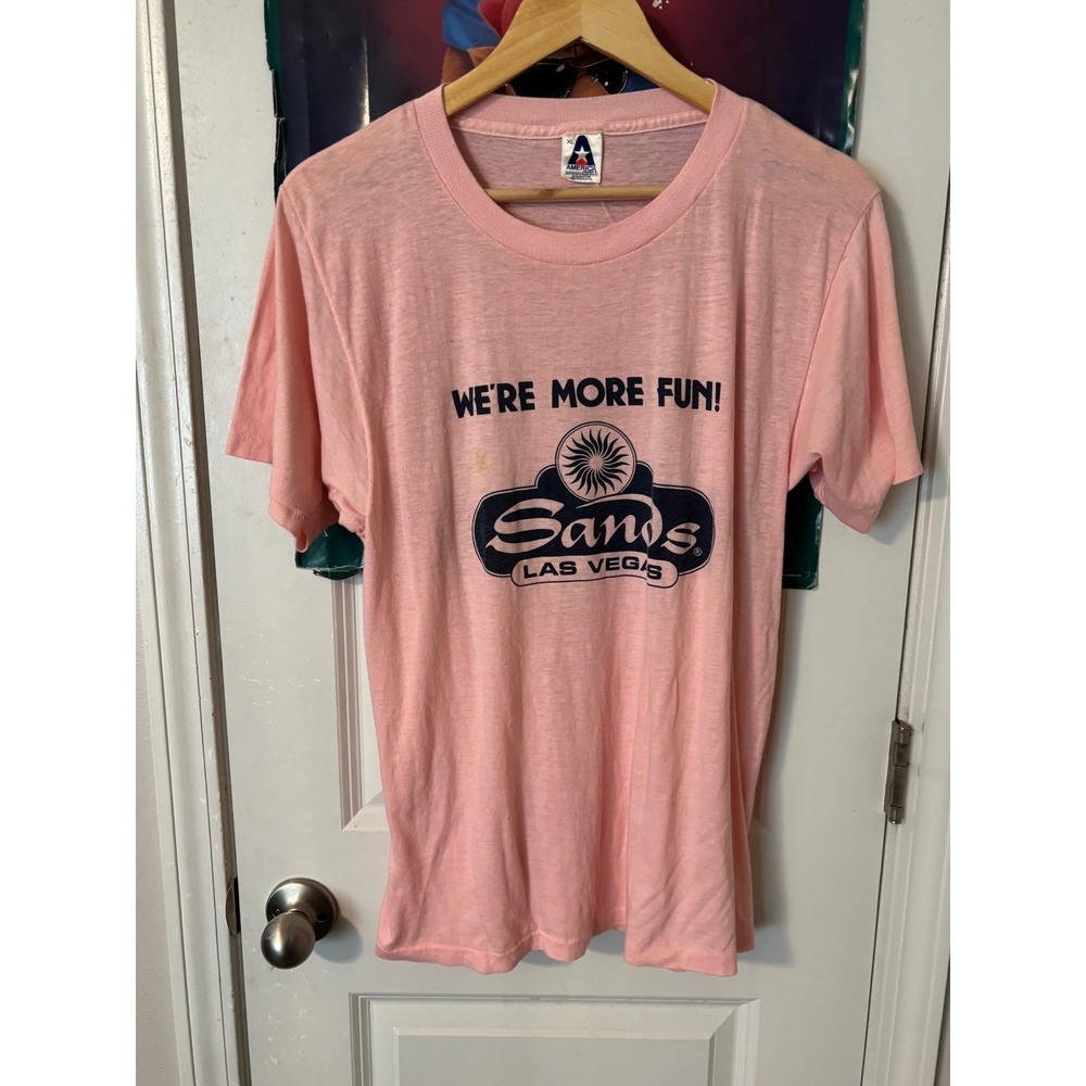 Vintage Sands Las Vegas Tee Shirt Pink America Project Graphic Mens XL 50/50